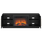 Hudson&Canal Tillman TV Stand with 26" Log Fireplace for TV's up to 75" - Black Grain-The top has a weight capacity of 75lbs, lower shelves can hold 25lbs each
