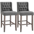 HOMCOM Tufted Armless Bar Stool High Chair - Grey - 2 Pack-Sturdy construction and soft materials add durability and comfort