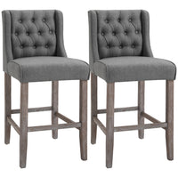 HOMCOM Tufted Armless Bar Stool High Chair - Grey - 2 Pack-Sturdy construction and soft materials add durability and comfort