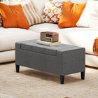 HOMCOM - Banc ottoman rectangulaire en lin capitonné avec dessus rabattable - gris-Les pieds en bois d'hévéa garantissent sa durabilité 
