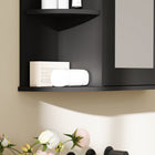 HOMCOM Wall Mount Medicine Cabinet with Mirror - Black-Material: MDF, Glass  