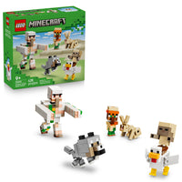 LEGO Minecraft Chicken Jockey Desert Attack-Build, play and display with 6 posable brick-built Minecraft characters