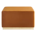 Modway Tilden Large 28" Square Performance Velvet Upholstered Ottoman - Rust/Natural-Weight Capacity: 506 lbs.