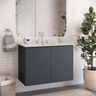 Modway Bryn 36" Wall-Mount Bathroom Vanity - Grey/White-Melamine and Particleboard Construction