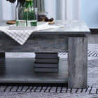 HOMCOM 2 Tier Modern Coffee Table with Shelf - Wood Grain-Overall Dimension: 31.5"L x 31.5"W x 14.25"H