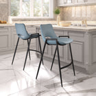 Zuo Desi Counter Stool - Azure Grey - Set of 2-Dimensions: 20.7" L x 20.3" W x 35.6" H