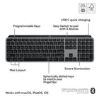 Logitech MX Keys S for Mac - Wireless Keyboard - Programmable Keys - Backlit - Space Grey-Connect To Multiple Apple Devices: Work seamlessly on up to 3 devices on macOS, iPadOS, iOS via Bluetooth Low Energy