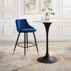 Modway Adorn Performance Velvet Bar Stool - Navy-Performance Velvet Polyester Upholstery