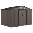 Outsunny Garden Storage Shed with Steel Foundation Kit - 9.1'x 6.4' x 6.3' - Distressed Brown-Large inner space for storing tools bicycle, garden tools, lawn care equipment and more 