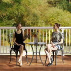 Outsunny 3-Piece Patio Bistro Set with Coffee Table with Umbrella Hole - Brown-Adjustable, non-slip feet for balance and floor protection 