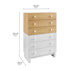 Modway Nolia 6-Drawer Color Block Dresser Chest - Oak White-Six Full-Glide Storage Drawers