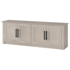 Hudson&Canal Thornwell TV Stand for TV's up to 78" - Alder White-The top has a weight capacity of 75lbs, middle shelves can hold 25lbs, lower shelves support 50 lbs