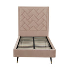 Manhattan Comfort Crosby 81.1" Modern Velvet Upholstered Twin-Size Bed - Nude-No Box Spring Needed! Solid Pine Wood Slats Included