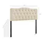 Modway Annabel Premium Linen Blend Full Headboard - Linen-Diamond Button Tufting