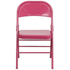 Flash Furniture HERCULES ColourBURST Series Shockingly Fuchsia Triple Braced & Double-Hinged Metal Folding Chair-Non-Marring Glides