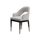 Manhattan Comfort Carrington 20.9" Modern Glam Velvet Upholstered Dining Armchair - Light Grey-Birch Wood Leg Frame with Gold Stainless Steel Feet for Fashion and Durability