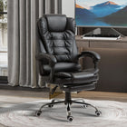 HOMCOM PU Leather Executive Reclining Office Chair with Arms - Black-Covered with easy-care PU leather