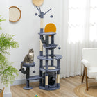 PawHut 71" Cat Tree Tower with Scratching Posts, Condo and Bed - Dark Grey-Multiple platforms, condo, bed, and hammock provide a cozy hideaway 