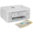 Brother Print & Cut MFC-J1800DW Wireless Color All-in-One Inkjet Printer with Automatic Paper Cutter - White-Print, copy, scan, fax and CUT. Combining full feature business level capabilities with cutting-edge Brother Blade Sensor Technology (BST), its built-in automatic paper cutter precisely cuts letter sized paper (8.5" x 11") to half letter size (8.5" x 5.5") saving both time and paper
