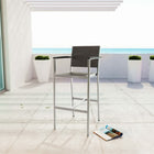 Modway Shore Outdoor Patio Aluminum Bar Stool - Silver Gray-Plastic Wood Accent Paneling