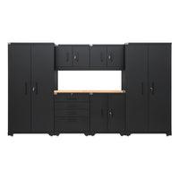 Cat Fully-Welded Garage Storage Cabinetry 7-Piece Set with 2 Locker, 2 Wall, 1 Base, and 1 Tool Cabinet, and 56" Worktop-Fully Welded Units