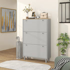 HOMCOM Shoe Cabinet with 3 Flip Drawers for 24 Pairs - Grey-Anti-tipping design enhances safety by preventing falls