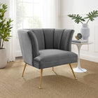 Modway Veronica Channel Tufted Performance Velvet Armchair - Grey-Channel Tufted