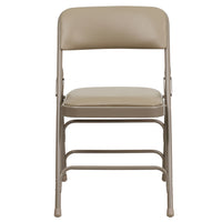 Flash Furniture HERCULES Series Curved Triple Braced & Double-Hinged Beige Vinyl Metal Folding Chair-Padded Metal Folding Chair