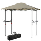 Outsunny 5 ft W x 8.5 ft L Pop Up Grill Gazebo with Shelves - UPF 50+ Outdoor Canopy - Khaki-Features a pop-up design for easy setup