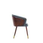 Manhattan Comfort Reeva 23.23" Modern Leatherette Upholstered Dining Chair - Walnut and Graphite Grey-Legs Made of Beech Wood with Gold Tips for Fashion and Durability