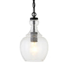 Hudson&Canal Verona 7" Wide Pendant with Glass Shade - Blackened Bronze/Seeded-Rated for one 60W incandescent bulb - 9W LED bulb, 13W fluorescent (CFL) bulb, or 9W self-ballasted LED bulb, E26-base bulb, Bulb not included