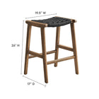 Modway Saoirse Woven Rope Wood Counter Stool - Walnut Black - Set of 2-Basket Weave Design