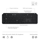 Logitech MX Keys S Wireless Keyboard - Black-USB C Rechargeable Keyboard: Stays powered for up to 10 days on a full charge or up to 5 months (backlighting turned off) (4); quick charge with the included USB-C charging cable