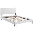 Modway Phoebe Vinyl Full Platform Bed with Squared Tapered Legs - White-Fine Vinyl Upholstery