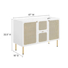 Modway Chaucer 48" Bathroom Vanity Cabinet - White-Adjustable Shelves