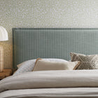 Modway Camille Striped Linen Blend King Size Headboard - Spa Blue Stripe-French Seam Detailing
