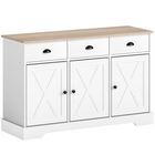 HOMCOM 46.5" Farmhouse Sideboard Buffet Cabinet with Barn Doors & Storage - White-Natural wood-effect top and barn-style doors create a warm farmhouse look