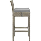 Modway Conduit Outdoor Patio Wicker Rattan Bar Stool - Light Gray Gray-Powder-Coated Aluminum Frame