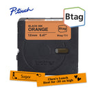 Brother Genuine BTAGT31 Label Tape for P-touch Label Makers - Black on Orange - 12 mm W x 4 m L-Btag + P-touch = the ultimate creative team. Use Genuine 12 mm Btag non-laminated label tapes exclusively with Brother P-touch PT-N10, PT-N20, and PT-N25BT label makers.
