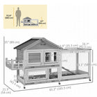 PawHut Wooden Rabbit Hutch with Openable Roof and Storage Box - Grey-Sliding trays facilitate cleaning 