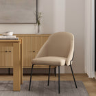 Manhattan Comfort Gracie 24.2" Modern Leatherette Upholstered Dining Chair - Tan and Black-Frame and Legs Features Choice of Fully Welded Black Steel or Gold Stainless Steel