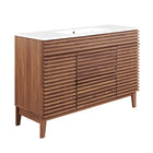 Modway Render 48" Single Sink Bathroom Vanity - Walnut/White-Fixtures Not Included