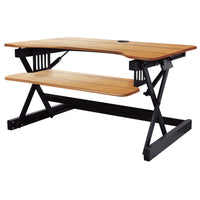 Rocelco 40" Deluxe Adjustable Height Sit Stand Desk Riser with Enhanced Vertical Range - Teak-Adjustable-height sit to stand desk Riser with extended vertical range