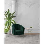 Manhattan Comfort Rosemont 32.28" Mid-Century Modern Velvet Upholstered Accent Chair - Green and Gold-Constructed with Wooden Frame and Metal Legs