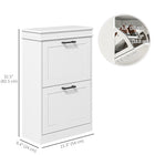 HOMCOM Narrow Shoe Cabinet with Flip Drawers - White-Painted surface makes it easy to clean