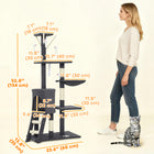 PawHut 53" Large Activity Centre Cat Tree Tower with Condo - Dark Grey-Sisal scratching posts promote your cat's natural instinct to scratch 