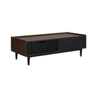 Manhattan Comfort Duane 47.24" Mid-Century Modern Coffee Table - Dark Brown and Black-Iron Metal Feet for Fashion and Durability
