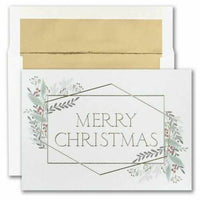 JAM Paper Blank Christmas Cards & Matching Envelopes Set - Christmas Greenery - 25 Pack-Holiday Card Set with Christmas Greenery Greeting Design