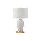 Monarch Specialties 26" H Transitional Table Lamp - White Ceramic / Ivory / Cream Shade-Elevate your home with this transitional style, 26"h white ceramic table lamp with a textured finish and a stylish gold metal finial and base attached to a clear 6ft long cord