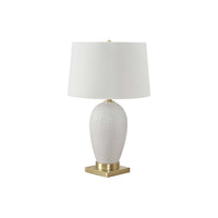 Monarch Specialties 26" H Transitional Table Lamp - White Ceramic / Ivory / Cream Shade-Elevate your home with this transitional style, 26"h white ceramic table lamp with a textured finish and a stylish gold metal finial and base attached to a clear 6ft long cord